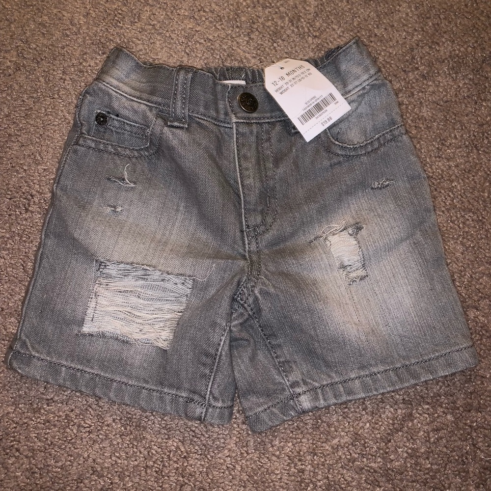 Crazy 8 brand custom distressed grey wash shorts